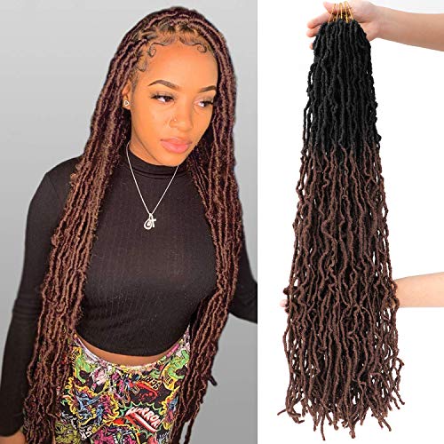 36Inch 6Packs Extended New Faux Locs for Soft Locs Crochet Hair Natural Locs Crochet Braids Pre Looped Synthetic Hair (36Inch (Pack of 6), OT1B/30)