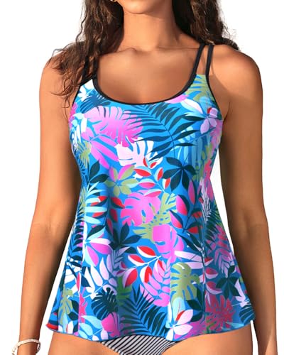 Image of Womens Flowy Tankini Tops Only - Modest Bathing Suit Loose Fit Swimsuit Swim Tops No Bottom 2025 (Available in Plus)