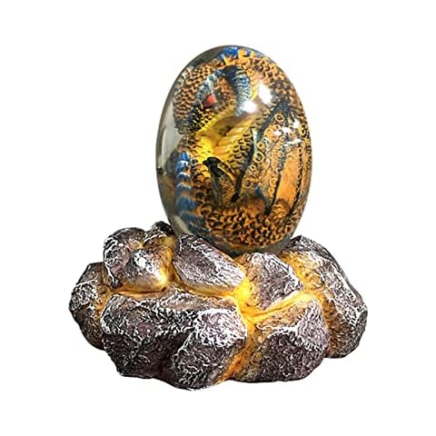 Takefuns Lava Dragon Eggs with Lighted Base, Dream Crystal Transparent Dragon Egg Handmade Sculpture Dragon Eggs Resin Ornaments Cover