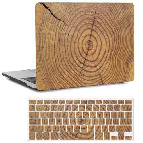 Funda MacBook Pro 14 madera veteada estilo elegante carcasa rígida ligera con cubre teclado
