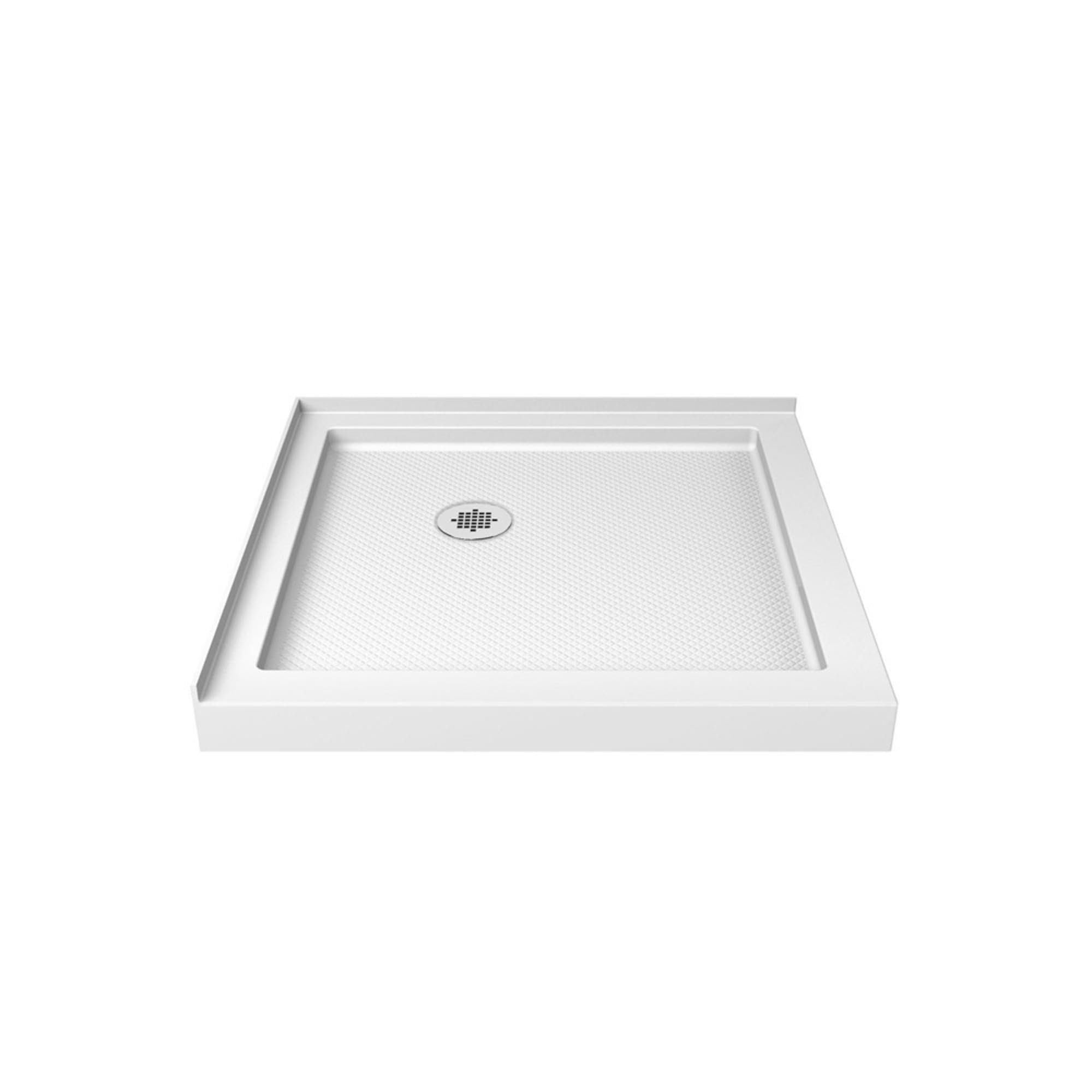 Photo 1 of *** MINOR DAMAGE***DreamLine SlimLine 36 in. D x 36 in. W x 2 3/4 in. H Corner Drain Double Threshold Shower Base in White, DLT-1036360