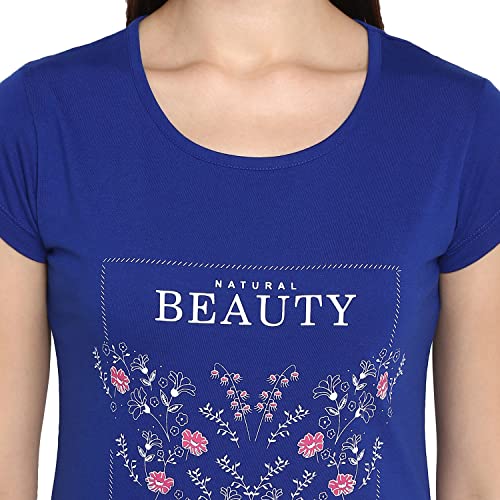 Image of Modeve Women Printed Cotton Blend Half Sleeve Round Neck T-Shirt for Summer