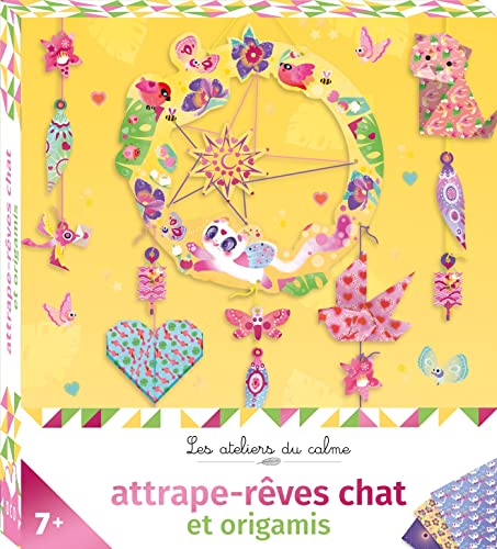 Attrape-rêves chat et origamis - mini-boîte avec accessoires