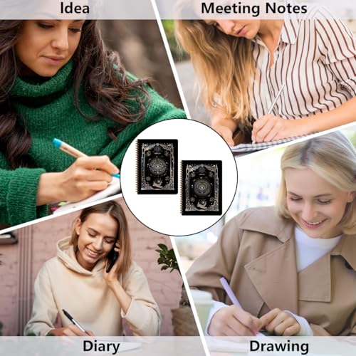 Image of 2 PCS Dream Journal Black Spiral Notebook Moon and Sun Journaling Notebooks Aesthetic Design Gifts for Women Girls Note Book Writing Journal Black Hardcover Notebook Classroom Office Supplies