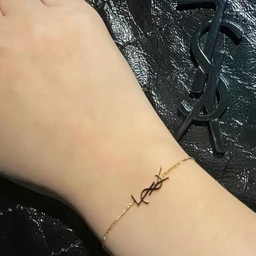 18K Gold Chain Initial Bracelet, Dainty Gold Adjustable Link Bracelet for Women, Luxury Personalized Jewelry Gift - Image 7
