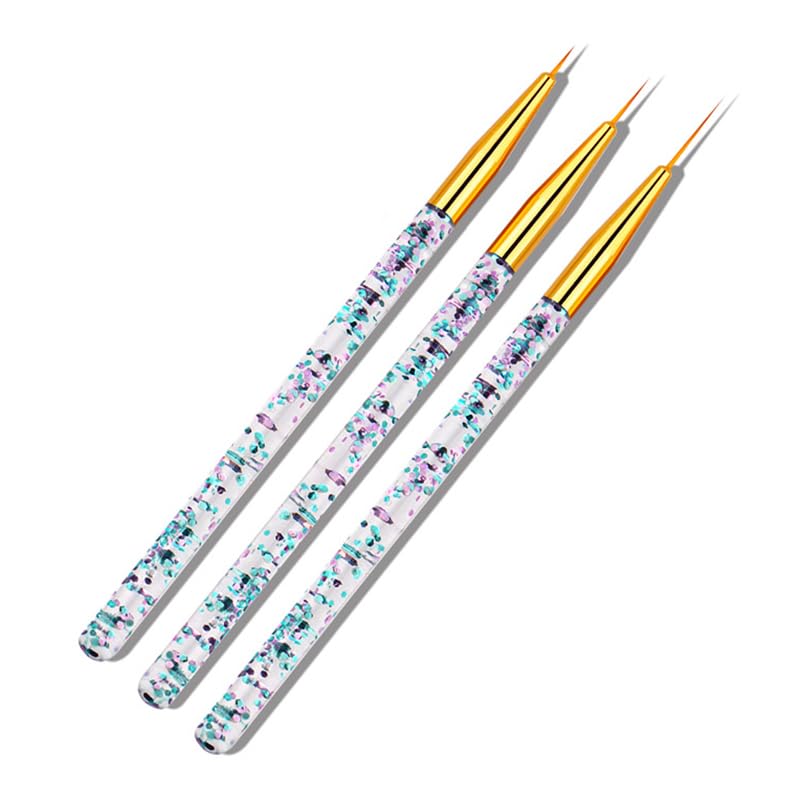 3pcs Nail Art Acrylic French Painting Brush Flower Design Stripes Lines Liner DIY Drawing Pen Manicure Tool Gold — view 4