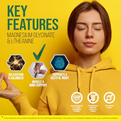 Image of Vita Guard Magnesium Glycinate Liquid Drops 500mg - Liquid Magnesium with L-Theanine 200mg - Sleep, Calm, Stress Relief, Muscle & Nerve Health - Lemon Flavor, Gluten Free, No Sugar, Vegan, 2 Fl Oz