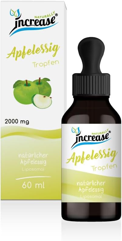 Liposomale appelciderazijn druppels hoge dosis – (60.000 mg appelciderazijn per verpakking) 2000 mg appelciderazijn per dagelijkse dosis met vitamine B9 en vitamine B12 – MCT olie – hoge biologische