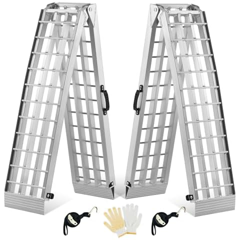 gardhom 2PCS 7.5' Heavy Duty Ramps 3000lbs Capacity Aluminum Folding Loading Ramps with Handle Truck Ramps for ATV UTV Pickup Motorcycle Dirt Bike Lawn Mower Snow Blower Cover