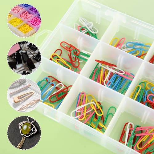 Image of APACALI 12 Pack 12 Grids Plastic Organizer Box with Dividers, 18 Compartment (+stickers), Tackle Box Organizers and Craft Storage Clear Small Parts Organizer, Fishing Organizer Box for Art DIY Beads
