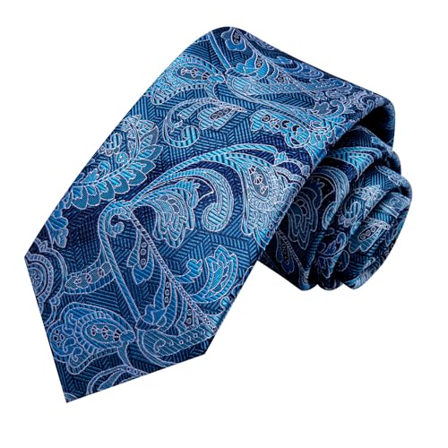 Image of Hi-Tie Men 63inches Tie Set Extra Long Necktie Paisley Tie Pocket Suqare Cufflinks Big and Tall Men Tie