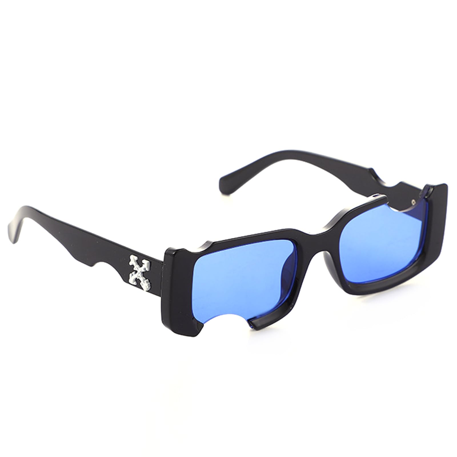 iLamdeetek Gafas De Sol Rectangulares, hip hop agujero gafas, para Mujer Hombre Gafas Cuadradas Retro,Azul