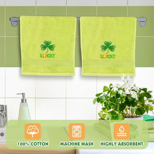 AEUEFUEA-St-Patricks-Day-Hand-Towels-Set-of-2-14-x-30-Cotton-Shamrock-Embroidered-Decorative-Towels-for-Bathroom-Kitchen-Home-and-Housewarming-Gifts AEUEFUEA St Patricks Day Hand Towels Set of 2 14 x 30 Cotton Shamrock Embroidered Decorative Towels for Bathroom Kitchen Home and Housewarming Gifts