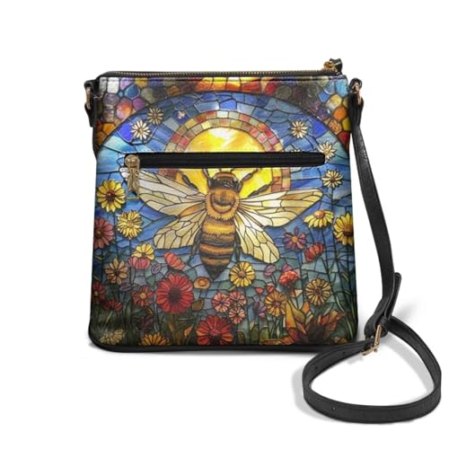 Image of Leather Women Crossbody Hobo Bag Satchel Purse Handbag with Adjustable Shoulder Strap and Zipper Pockets
