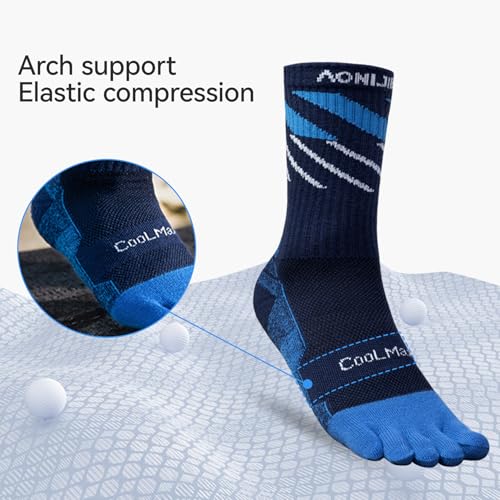 Image of AONIJIE Toe Socks for Men and Women Athletic Hiking Coolmax Socks with toes - Soft Comfortable and Moisture Wicking