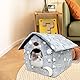 Whiwhi Plüsch Katzenhaus mit Waschbarem Kissen Tragbare Katzenhütte mit Rutschfestem Boden Weiches und Warmes Katzenbett für Drinnen 40x35x40cm