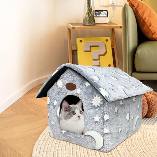 Maison pour chat en peluche de qualité supérieure Whiwhi avec coussin doux lavable - 6