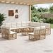 vidaXL Outdoor-Sofagarnitur 14 pcs Natürlich und Cremweiß Polyester, Moderne, wetterfeste, modulare Gartensofas, verstellbare Füße, Bequeme Kissen, rustikales Design