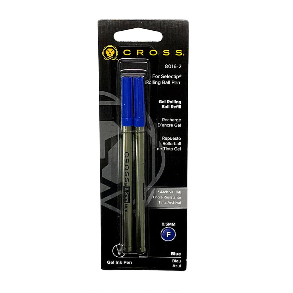 Recharges stylo roller Cross bleu pointe fine pour notes de bureau