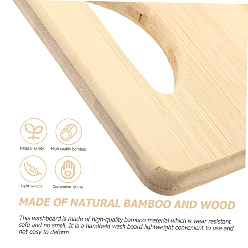 ERINGOGO Household Bamboo Washboard 50x17cm Laundry Wash Board Clothes Wash Board for Manual Washing Home Use Natural Bamboo Material - Image 4