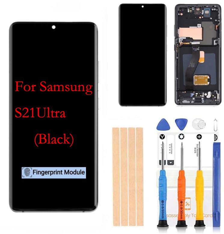 [Phantom Black] Amoled LCD for Samsung Galaxy S21 Ultra 5G G998 Digitizer Screen LCD Display Touch Assembly Replacement SM-G998 A F P R4 T U V W 6.8 inch by BITANR (Phantom Black)
