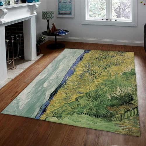 Tapis antidérapant lavable pour salon et cuisine style rétro champ de blé - 3