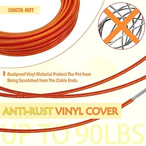 Petest reflective tie out cable with crimp cover for large dogs up to 90 pounds 40 feet   cucciolini doodles