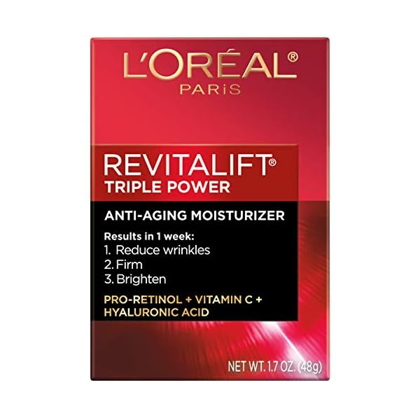 LOreal-Paris-Skincare-Revitalift-Triple-Power-Anti-Aging-Face-Moisturizer-with-Pro-Retinol-Hyaluronic-Acid-Vitamin-C-to-reduce-wrinkles-firm-and-brighten-skin-17-Oz L'Oreal Paris Revitalift Triple Power Anti-Aging Face Moisturizer, Pro Retinol, Hyaluronic Acid & Vitamin C to Reduce Wrinkles, Firm & Brighten Skin, 1.7 Oz
