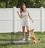 The Fellie Small Dog Crate, Foldable Dog Cage with Double Door, Metal Puppy Crates with Removal Tray, 24" Training Cage for Dogs - Image 7