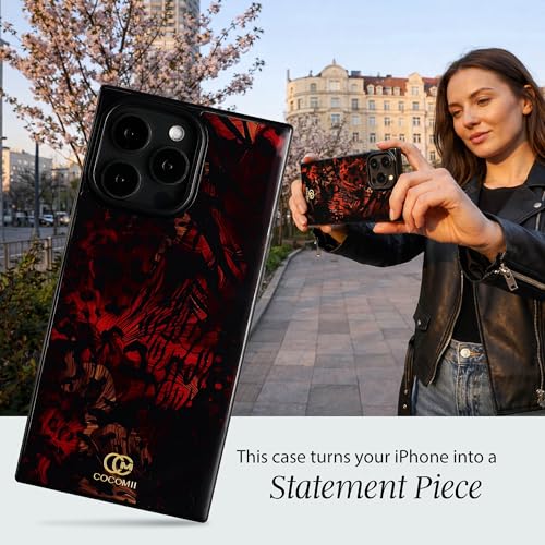 Image of COCOMII Rectangle for iPhone 16 Pro Max Case, Crimson Leopard