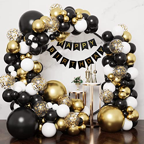 RUBFAC Black and Gold Balloons 12 Inch New Year Birthday Graduation Party — view 5