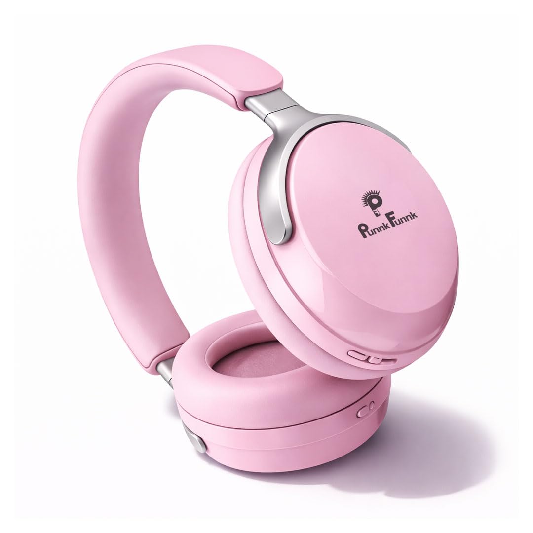 PunnkFunnk Bass Over-Ear Bluetooth Wireless Headphones with Deep Bass, 40mm Drivers, Built-in Mic, Foldable Design, Soft Cushioned Ear Cups, AUX & TF Support for Music, Gaming & Calls (Pink)-image-29