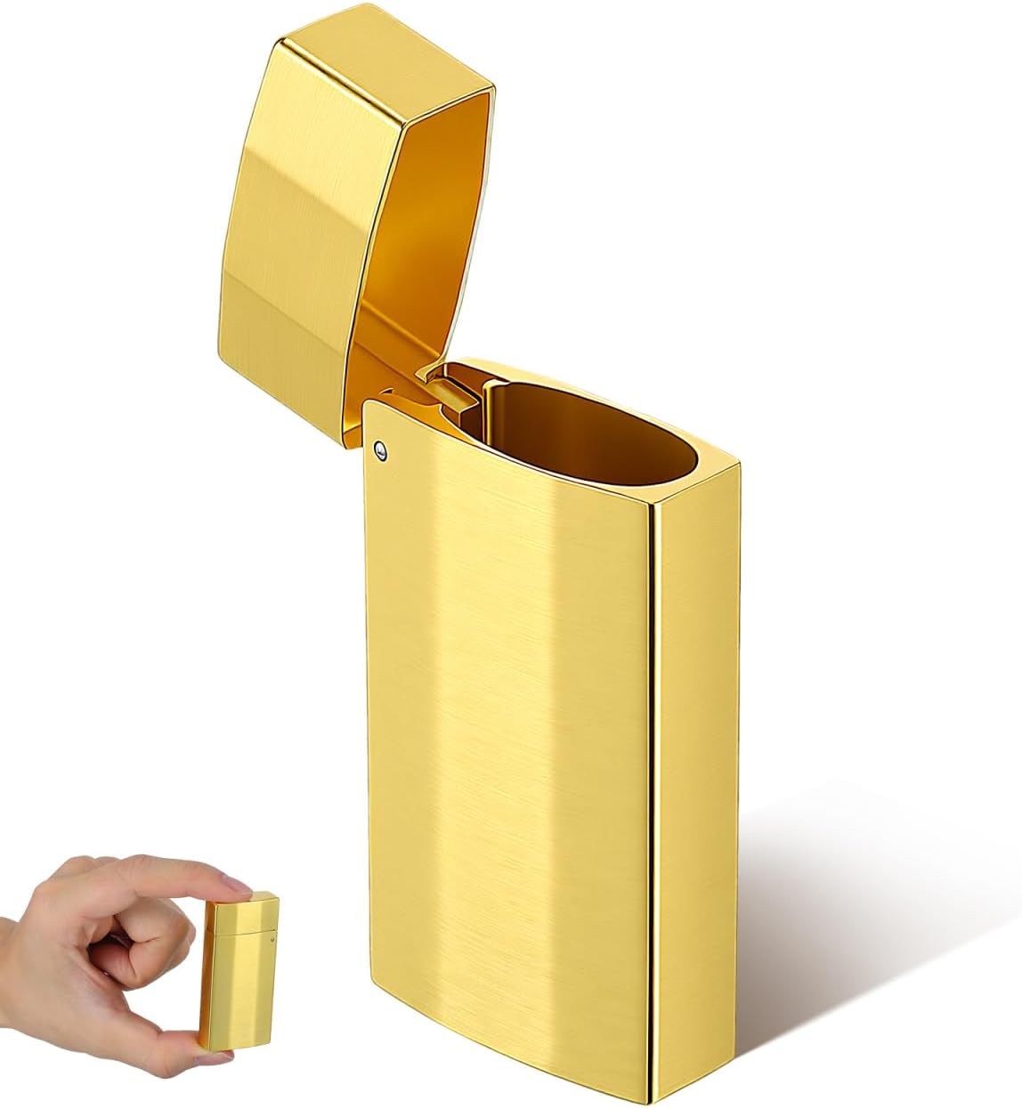 CALLARON Vintage Metal Lighter Case Sleeve Holder Mini Compact Design for Outdoor Travel Home Use Protects Against Dust and Scratches Fit for Lighter Models Golden Finish