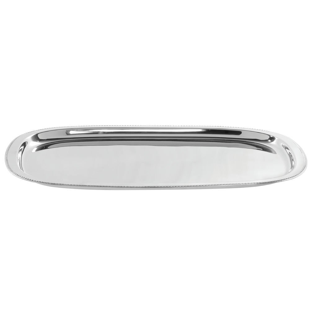 Serving Tray with Beaded Edge Stainless Steel Rectangular - 22" L x 16" W x 3/4" H by HUBERT – Stainless Steel, Silver, Model 191538026621