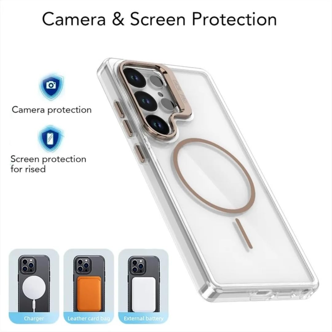Luksusowy, przezroczysty magnetyczny uchwyt na obiektyw do Samsunga S26, S25 Ultra, S24, S23 Plus, A57, A37, A56, A17, A36, A55 (do Galaxy S25/czarny)