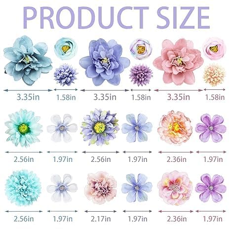 21 Piezas Pinzas de Pelo Florales de Seda para Mujer miniatura 2