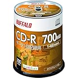 バッファロー データ用 CD-R 1回記録 700MB 100枚 スピンドル 1-48倍速 ホワイトレーベル RO-CR07D-100PW/N