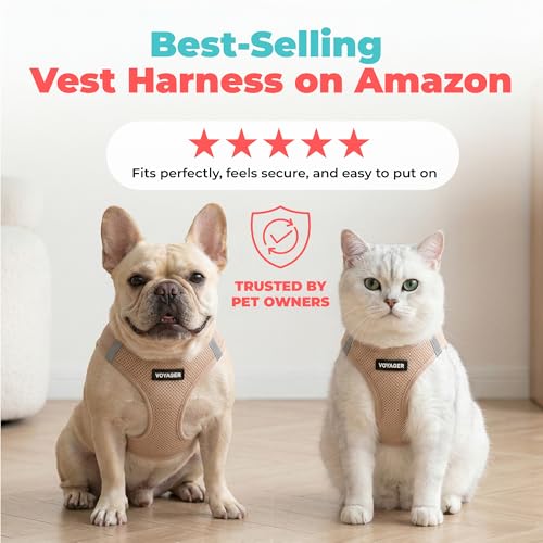 Image of Best Pet Supplies Voyager Step-in Air Harness - All Weather Mesh, Reflective, No Pull Harness for Dogs, Cats - Secure with Hook & Loop Fastener, Buckle, Double D-Rings - Khaki, XXXS