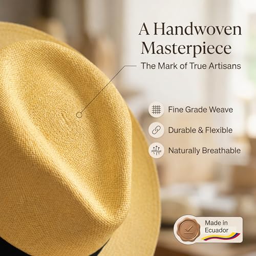 Image of Gamboa Original Panama Hat for Men and Women Fedora Straw Summer Beach Sun Hat Protection UV UPF50+