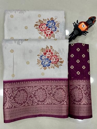 Image of Kashmiri Print Tussar Silk Saree for Women with Unstitched Blouse Piece for All Occasions