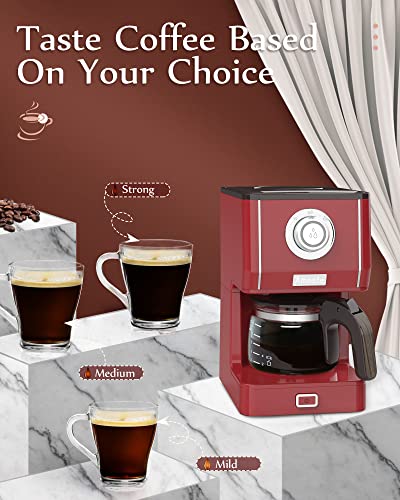 Amaste Coffee Maker, 25 Oz Drip Coffee Machine With Glass Coffee Pot, Retro Style Coffee Maker With Reusable Coffee Filter & Three Brewing Modes, 30Minute-Warm-Keeping #TOP3