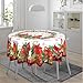 Geoocii Christmas Tablecloth Round 60 Inch Chritsmas Winter Bird Poinsettia Ribbon Tablecloth Red Tablecover for Dining Kitchen Holiday Party Picnic Home Decor