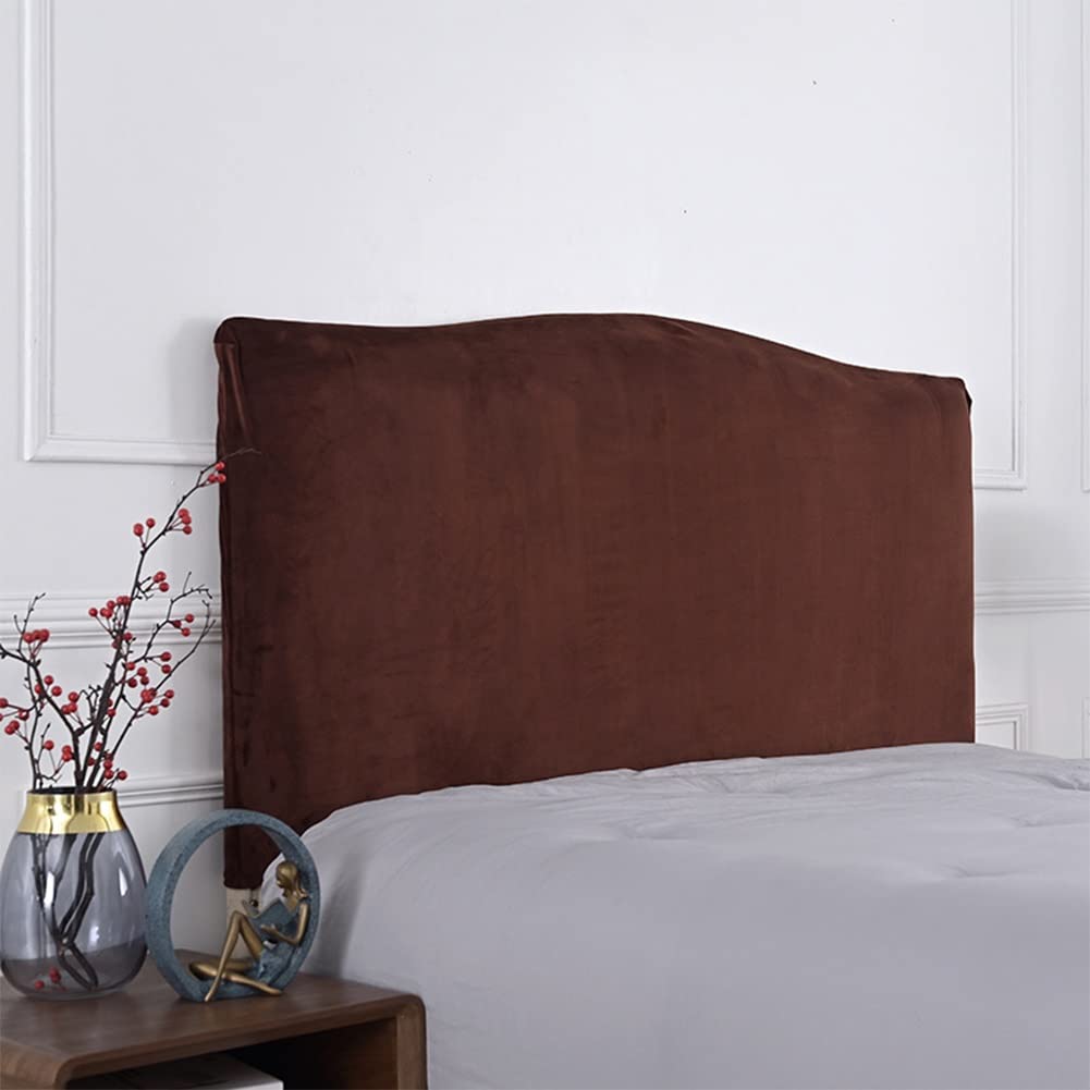 CAMZ Velvet Bed Headboard Cover for Queen King Full Size, Stretch Headboard Slipcover Soft Dustproof Protector Cover Bed Head Cover for Bedroom (Dark