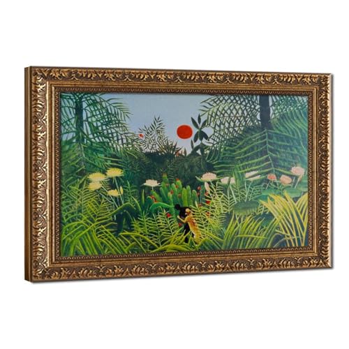 Toile Henri Rousseau Jungle soleil couchant, impression grand format