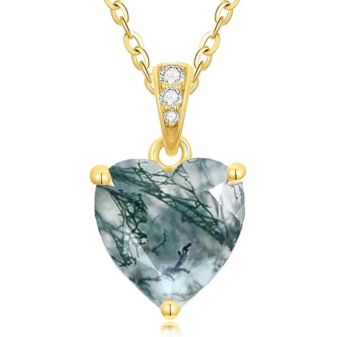 14K Solid Gold Birthstone Heart Necklace, Dainty Yellow Gold Colored Gemstone Heart Pendant Forever Love Jewelry Gift for Women, Mom, Wife 16