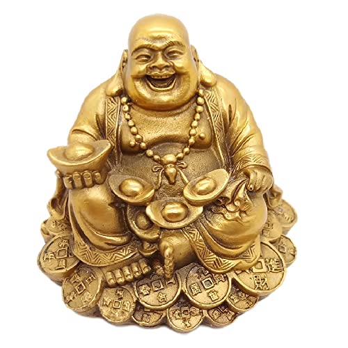 Smrthmrt Feng Shui Decor Laughing Buddha Statue Maitreya Figurine Carrying Money Bag Happy Buddha For God Luck Brass Sculptures Home Decorations (Small) #TOP12