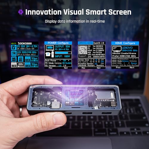 Image of DockCase Explorer Edition Visual Smart USB C Hub (7-in-1) with HDMI Port 4K@60Hz, 100w PD Power Delivery, 3 USB-A 5Gbps Data Ports, SD /TF Card Reader, for MacBook Air /Pro, iPad Pro, Dell XPS, and More
