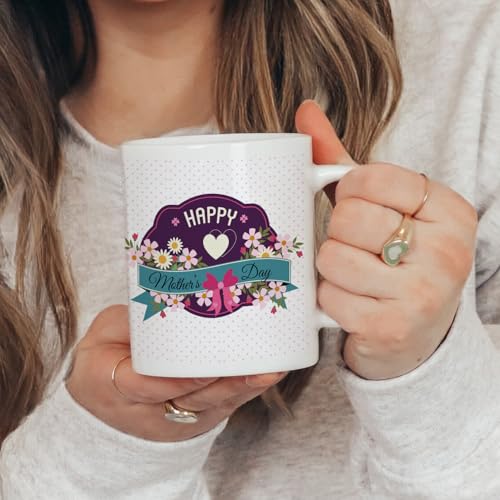Image of TIED RIBBONS Gift for Mom, Birthday Gift for Mom Women Wife Mother in Law Mummy (Printed Ceramic Coffee Mug with Artificial Crochet Flower Bouquet & Greeting Card), 325 ML