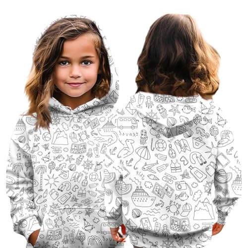 GOFULY Hoodie Kids Cute Fleece Long Sleeve Sweatshirt Hooded Diy Hand Painted Fall Casual Hoodies Y2K Boys Clothe 2-14 Years2