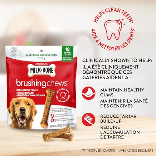 Milk-Bone Brushing Chews Dental Dog Treats, Chicken Flavour Dental Chew, Helps Clean Teeth and Reduce Bad Breath, For Large Dogs, 18 Treats (Pack of 1) image 8